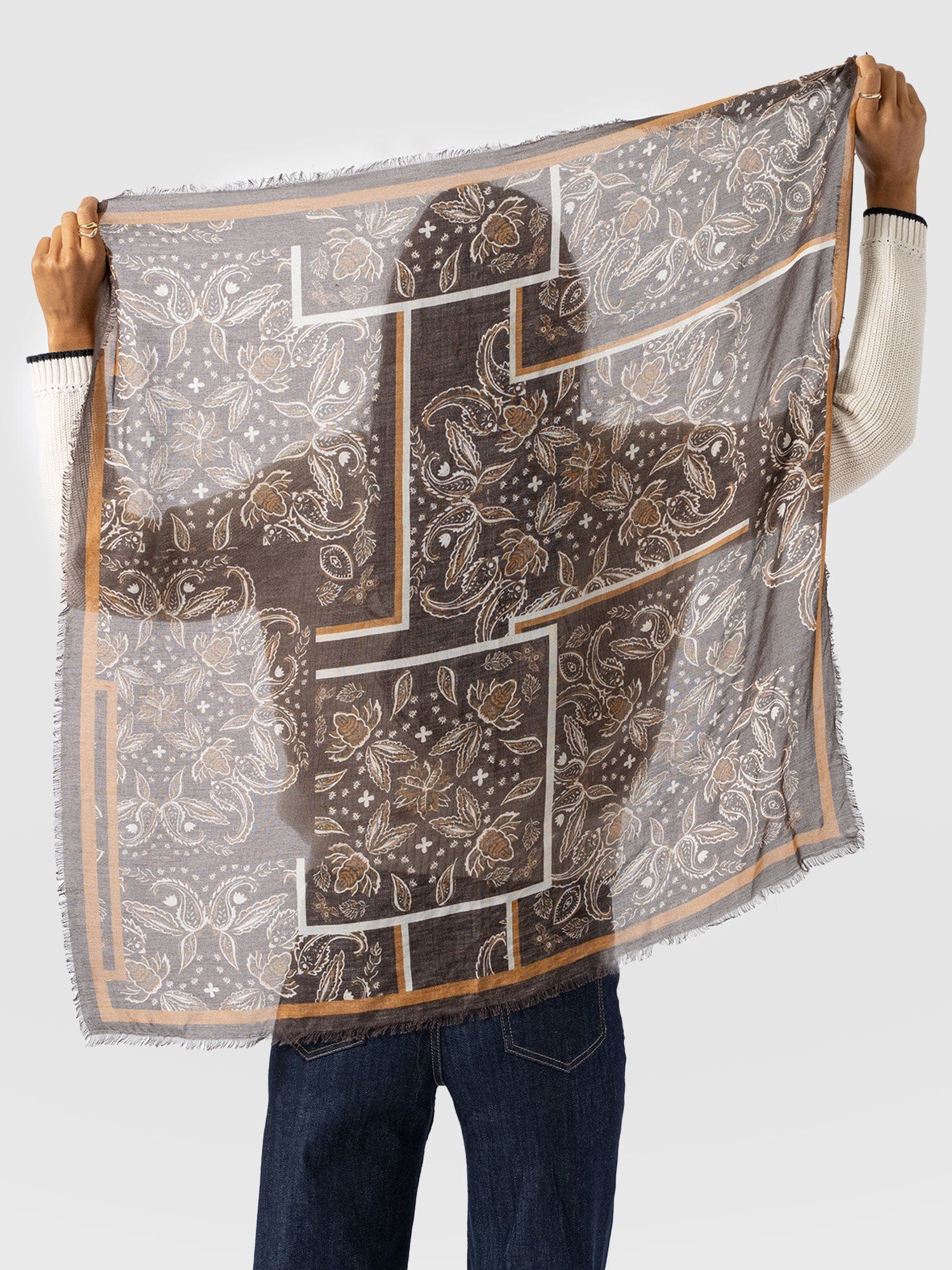 Wren Paisley Scarf - Brown - Women's Scarves | Saint + Sofia® USA